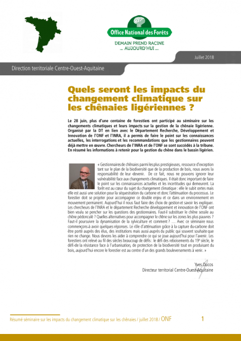 Quels seront les impacts du changement climatique sur les chênaies ligériennes ?